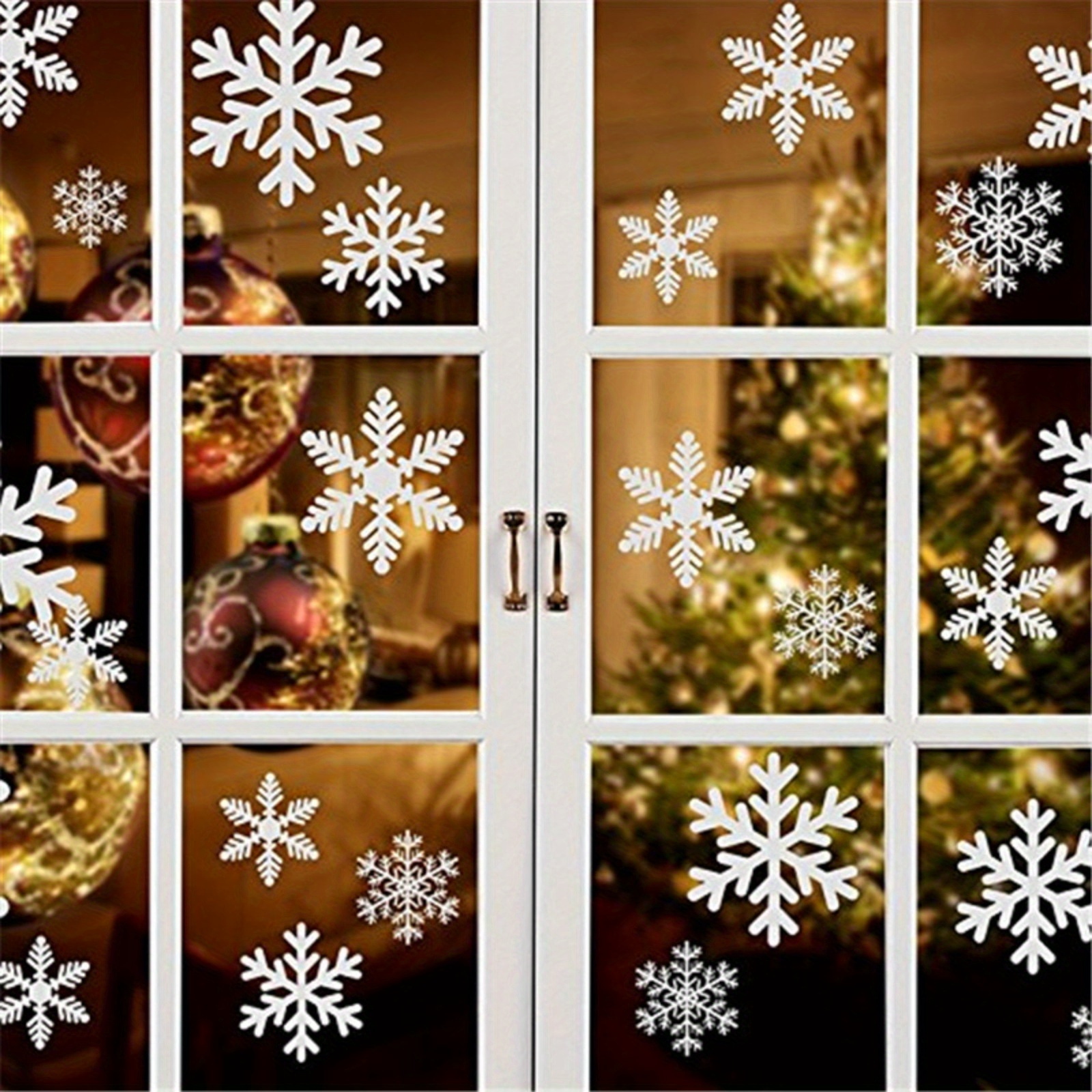 50pcs Glitter Snowflakes Foam Stickers Self-Adhesive Winter Snowflake  Stickers For Christmas Party And Craft Projects
