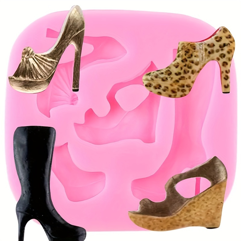 1pc high heel shoes fondant mold 3d silicone mold womens shoes candy mold chocolate mold for diy cake decoration tools baking tools kitchen accessories 0