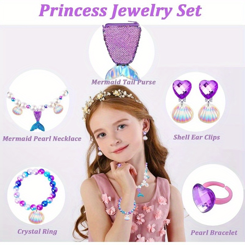 PinkSheep Kids Jewelry for Girls 3 Sets Toddler Kids Necklace Bracelet  Purse for Girls Play Jewelry for Little Girls Kids Dress Up Costume Jewelry  for Kids Girls Accessories
