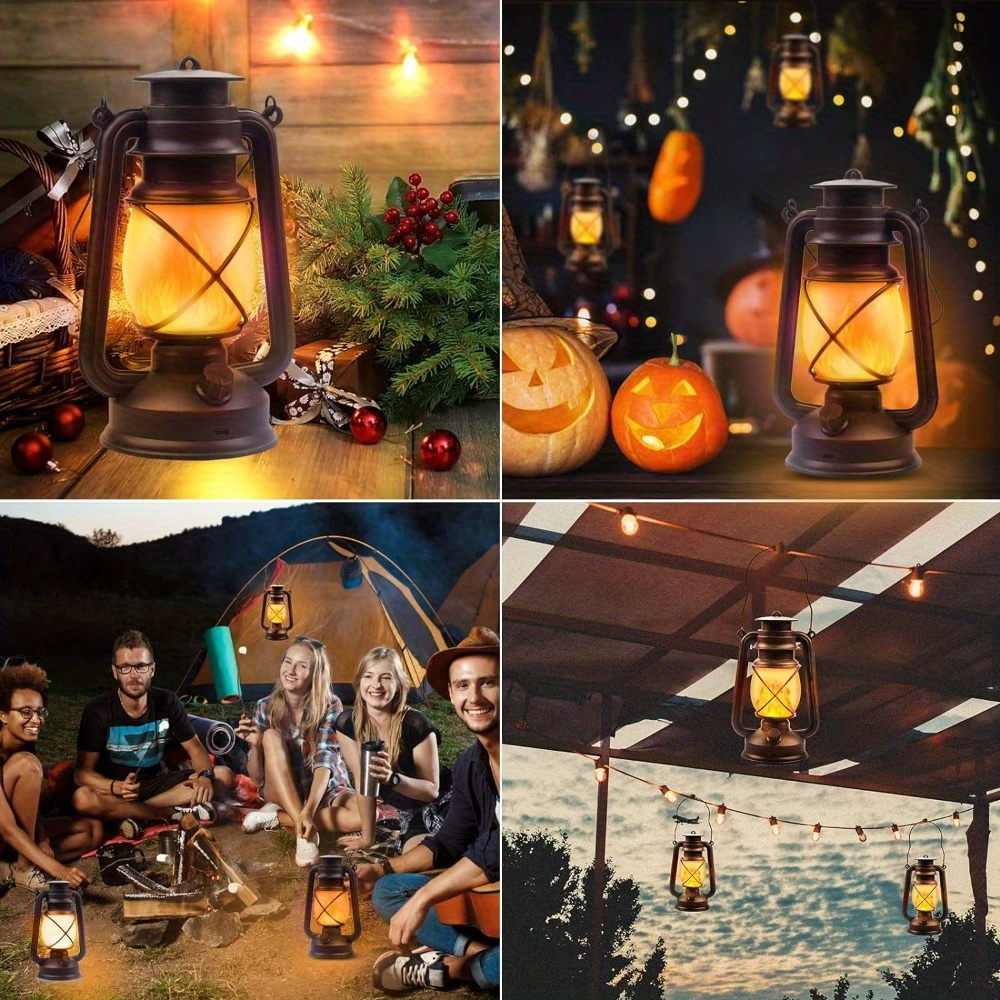 Led Vintage Lantern Flickering Flame Indoor/outdoor Hanging - Temu