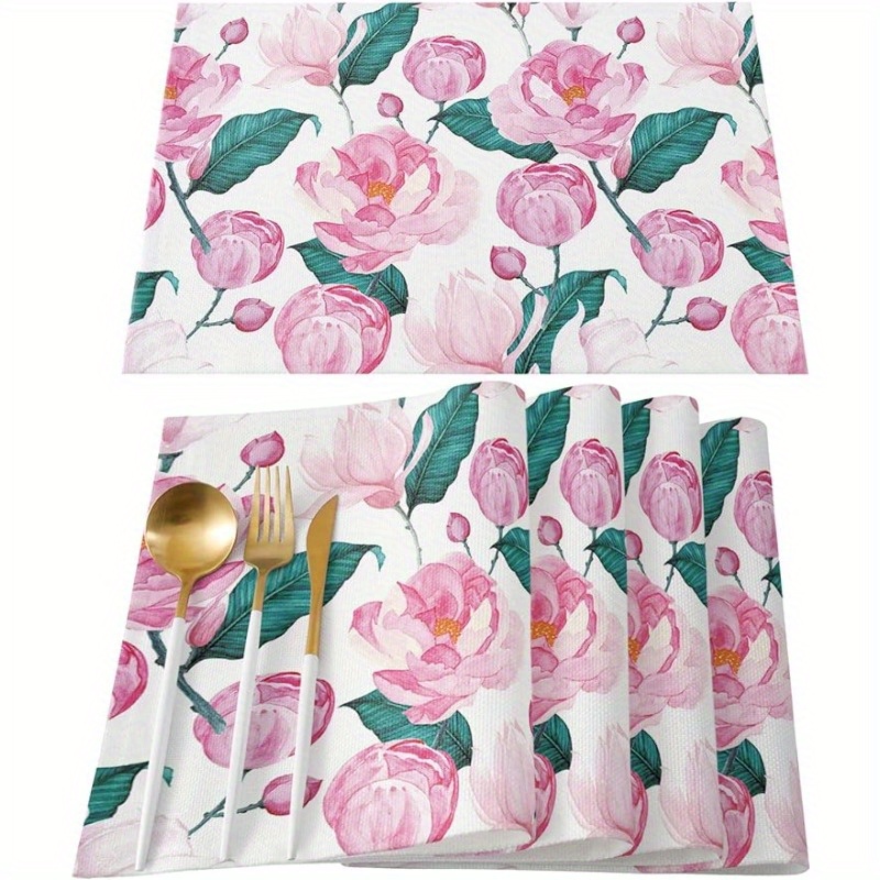 Table Placemats spring Flower Blooming Green Leaves Temu Canada