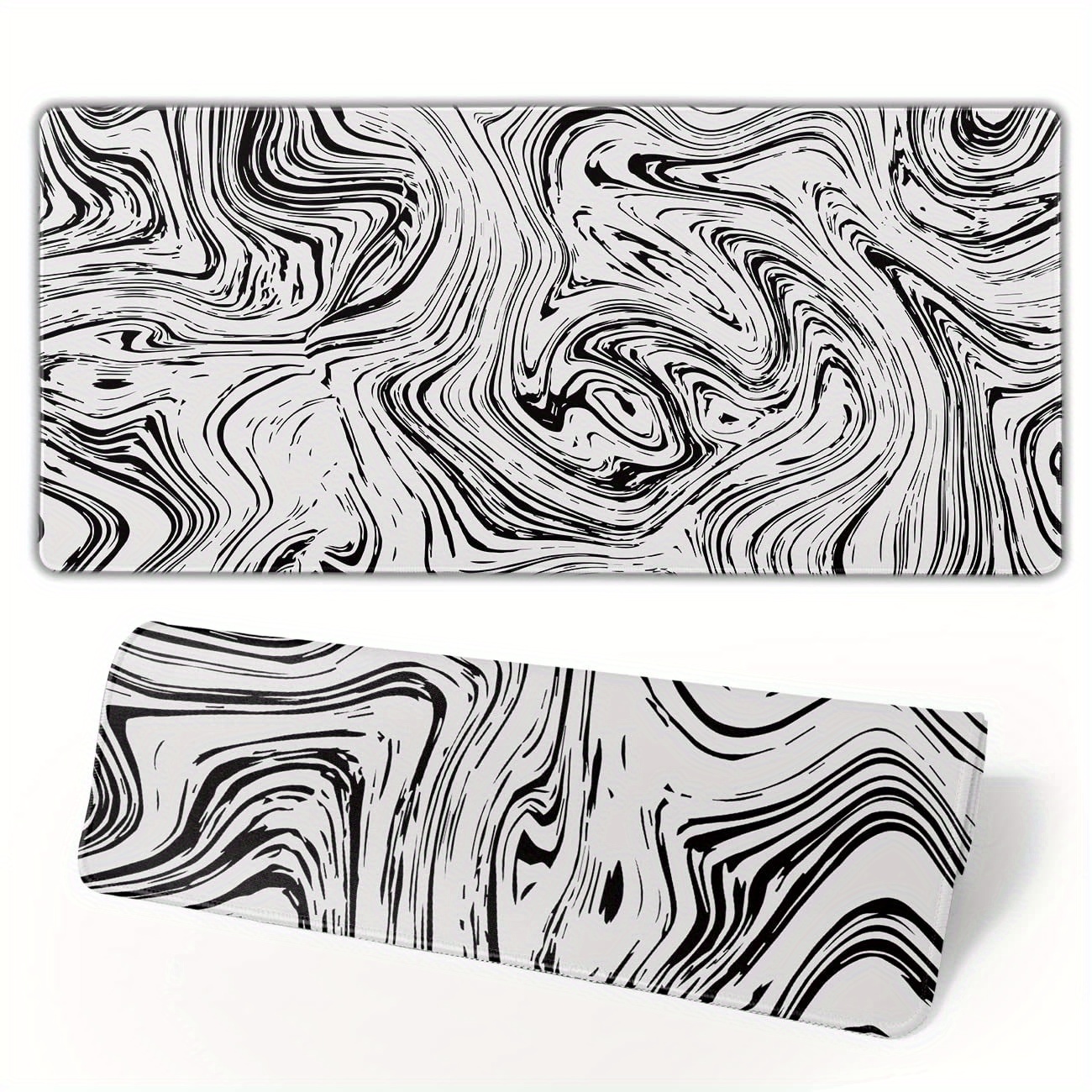 Grand tapis de souris topographique XL noir et blanc avec lignes
