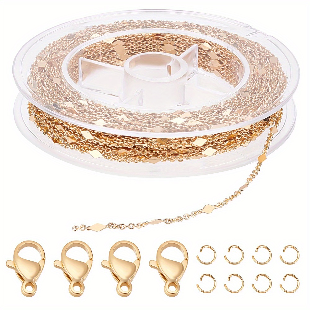  Didiseaon 1 Roll Cross Chain Pearl Chain for Permanent Bracelet  kit Jewelry Chains for Making Jewelry Gold Permanent Jewelry Welder kit  Bride Necklaces DIY Pearl Chain self Made Cable Copper 
