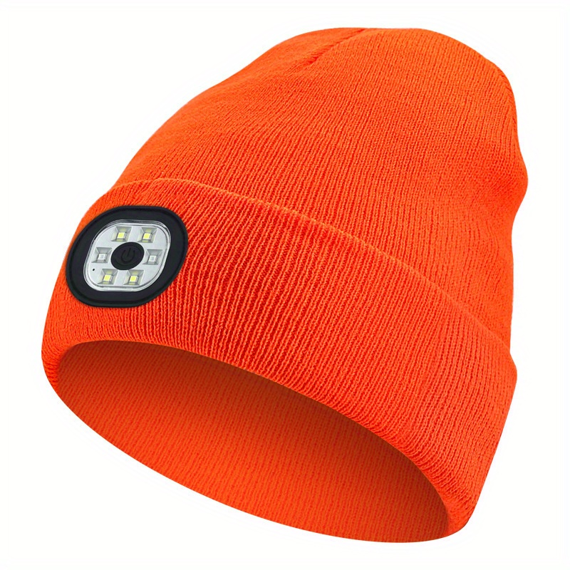 1pc Outdoor Fishing Caps LED Lighted Beanie Cap Men Knit Hat