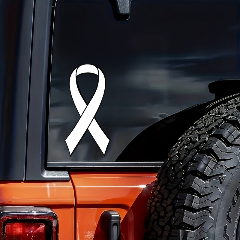 

1/2pcs Support Lung Cancer Awareness: White Ribbon Decal For Car Truck Suv
