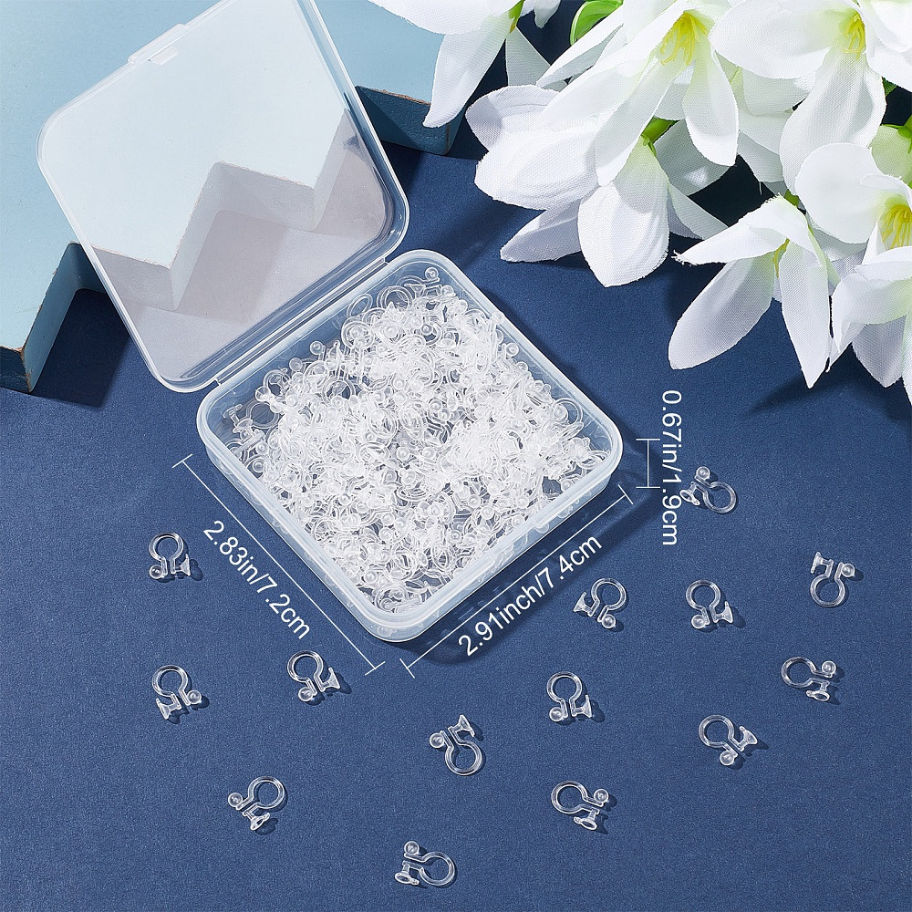 Plastic Clip-on Earring Findings, for Non-pierced Ears, Clear