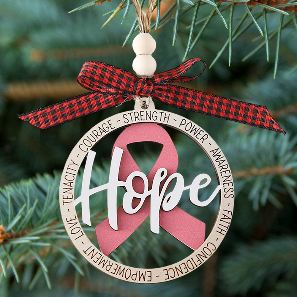 Breast Cancer Awareness Ribbon Christmas Ceramic Ornament – Teepital –  Everyday New Aesthetic Designs