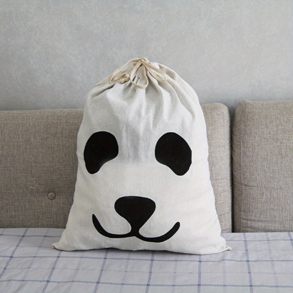 Panda-Bolsa de ropa sucia con cremallera, cesta de red de viaje