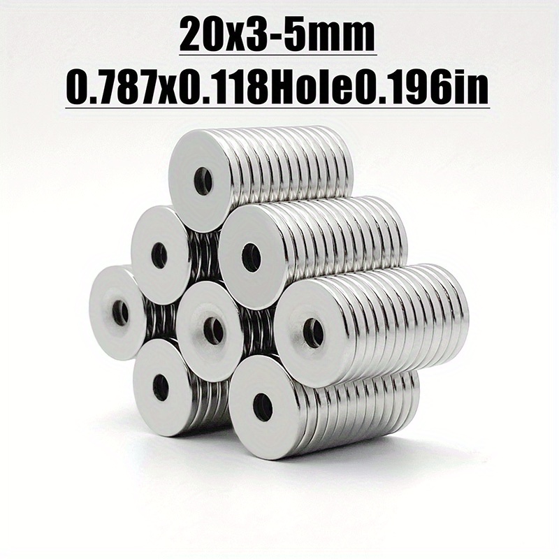 

5/10/20pcs Rare Earth Ndfeb Super Strong Magnets 20 X 3mm With 5mm Disc Hole N35 Ndfeb Magnets Round Button Type With Screws For Kitchen Office Workshop Warehouse