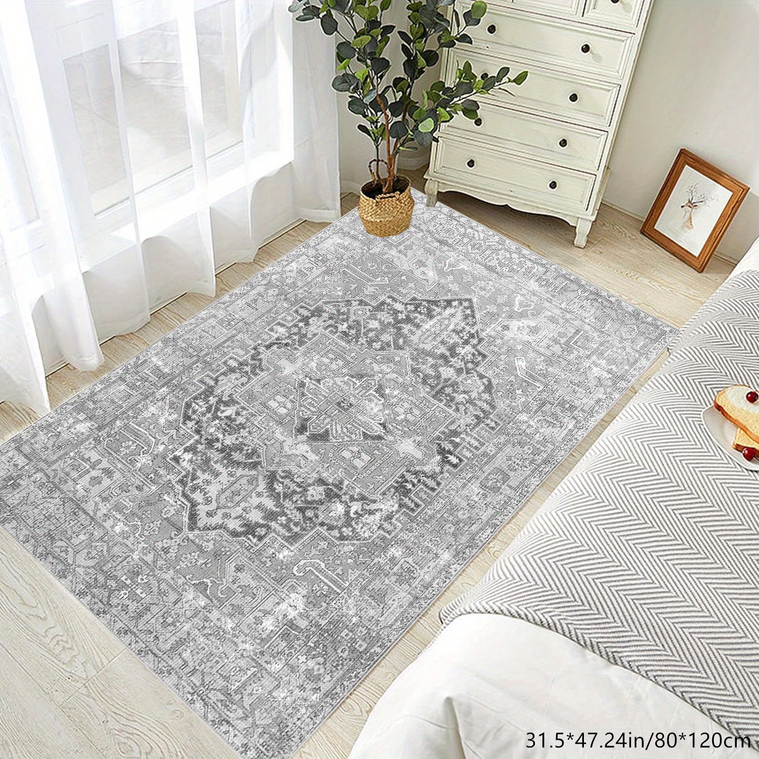 Area Rug Living Room Rugs - 9x12 Soft Machine Washable Oriental Vintage  Floral Distressed Rug Large Indoor Floor Carpet for Bedroom Under Dining  Table