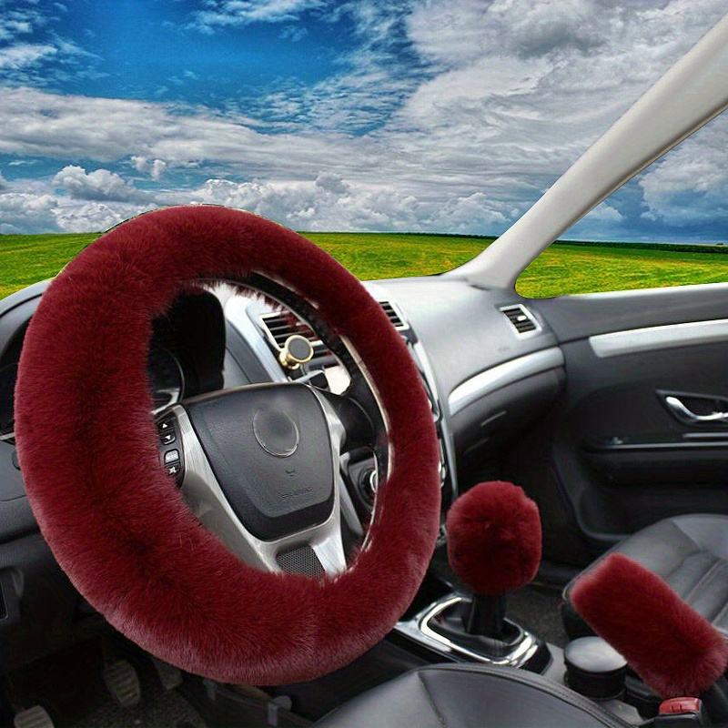 Soft Warm Plush Wave Design Car Steering Wheel Cover Fall - Temu