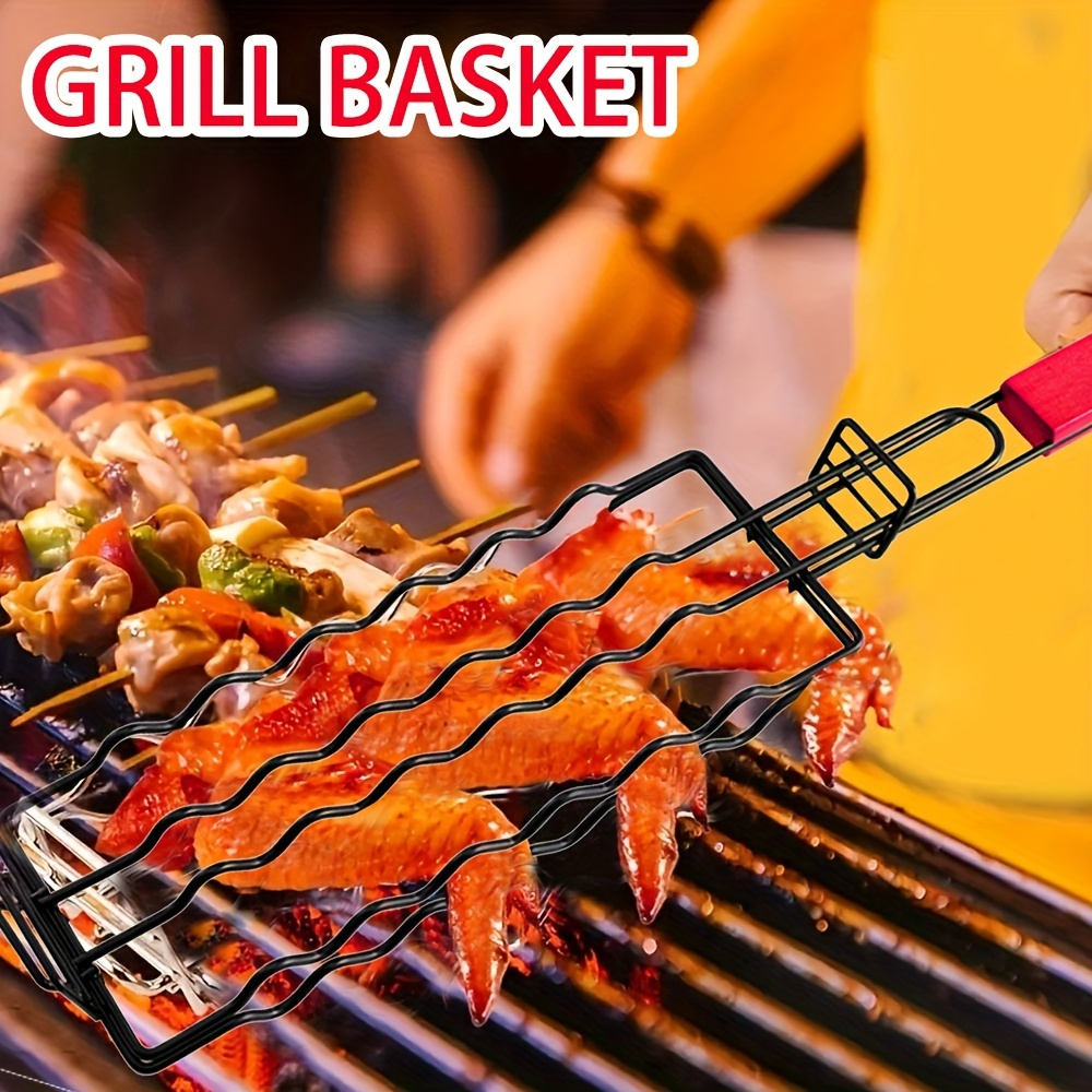 Grill Basket Grill Accessories Bbq Grilling Basket Folding Grilling Baskets  Portable Outdoor Camping Bbq Rack For Fish Shrimp, Vegetables Barbeque  Griller Gift, Gifts For Father, Dad, Husband - Temu