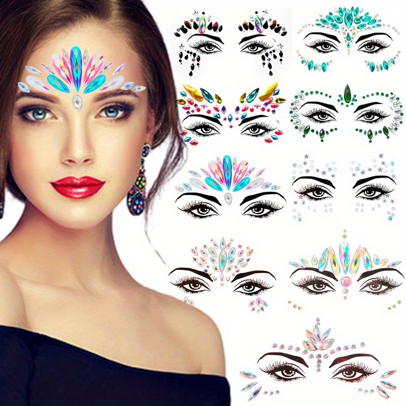 1 Sheet Face Body Gemstone Decorative Stickers, Dazzling Gemstone Eye  Makeup Stickers, Stage Performance, Party Gathering