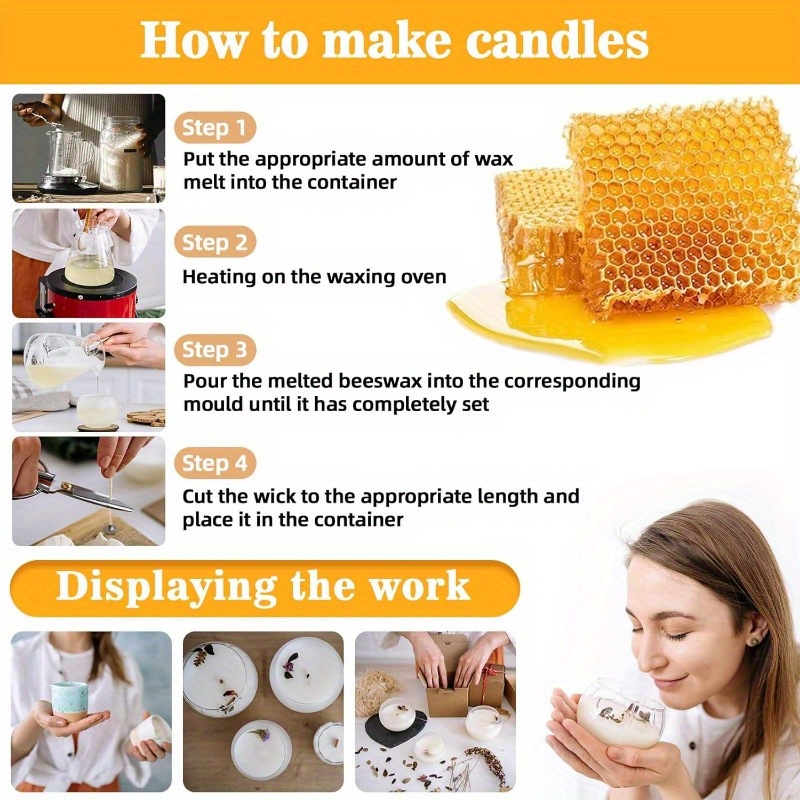  White Beeswax Pellets, Beeswax Pellets for Skin and Candles  Wax, Pure Beeswax for DIY Skincare, Beeswax Pastilles are Easy to Use and  Melt