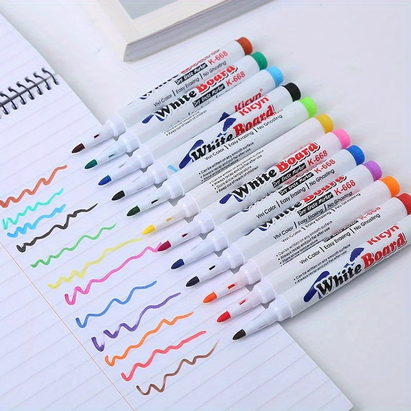 12pcs/set Erasable Whiteboard Marker Set Pen Dry-Erase Sign Ink Refillable  Office School Supplies Student