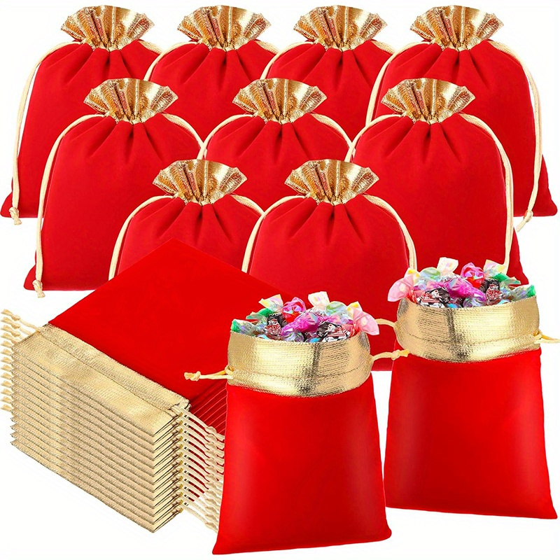 50 bolsas de terciopelo de tela de terciopelo con cordón, pequeñas bolsas  de regalo de dulces para fiestas de Navidad, bodas, eventos, regalos,  bolsas