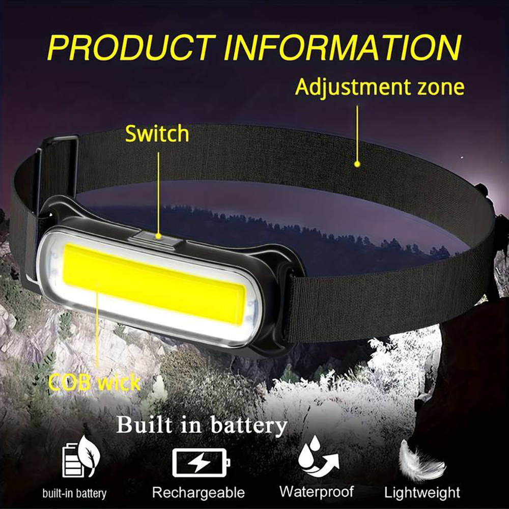 1pc COB LED Mini-Kopflampe (ohne Batterie), 3 Lichtmodi Ultra-Leichtes  Wasserdichtes Kopflicht Für Outdoor-Camping, Nachtangeln Und Radfahren -  Temu Germany