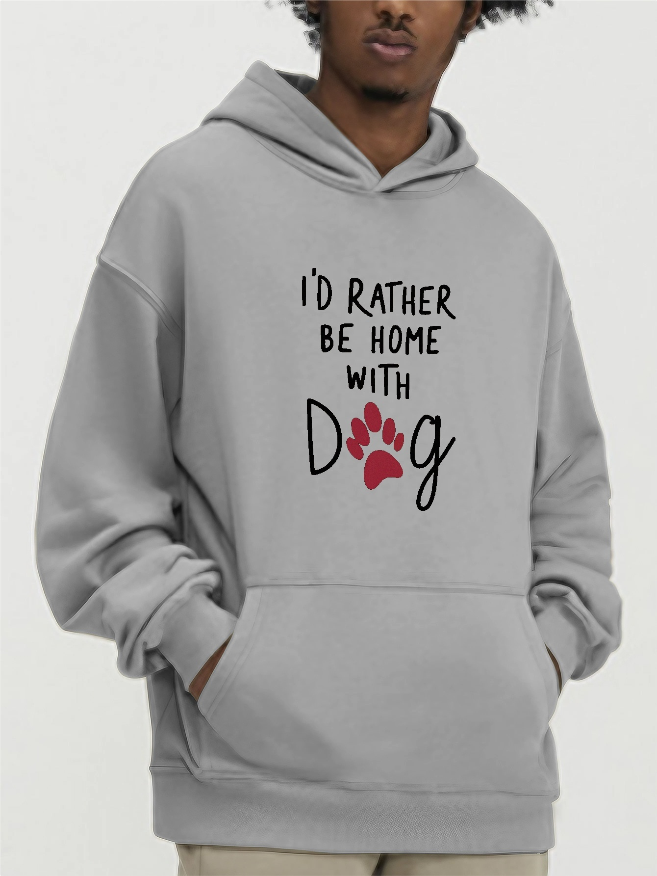 I'd Rather Be Home With Dog Print Sweatshirt Creative - Temu