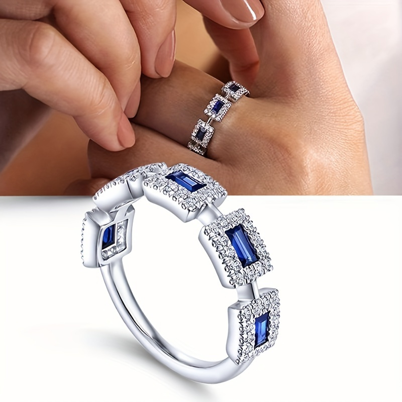 Elegant Promise Ring Made Stainless Steel Inlaid Shining - Temu
