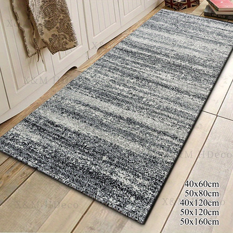 1pc retro striped gray long non slip floor mat kitchen laundry room absorbent floor mat living room bedroom   area non slip carpet home decoration details 0