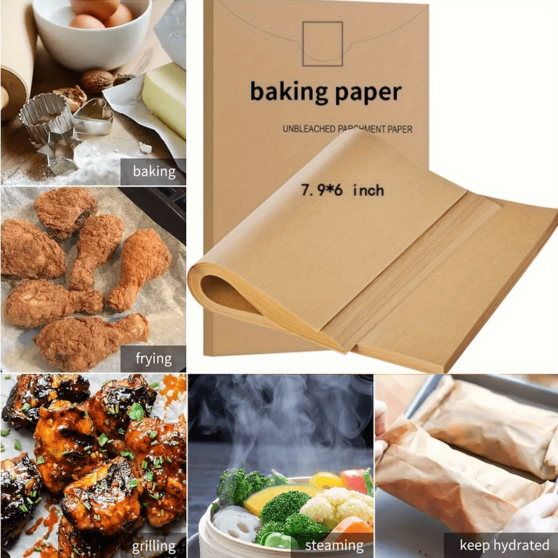 50/100pcs Parchment Paper Baking Sheets, Precut Non-Stick Parchment Paper  For Baking, Cooking, Grilling, Frying And Steaming - Unbleached, Kitchen Gad
