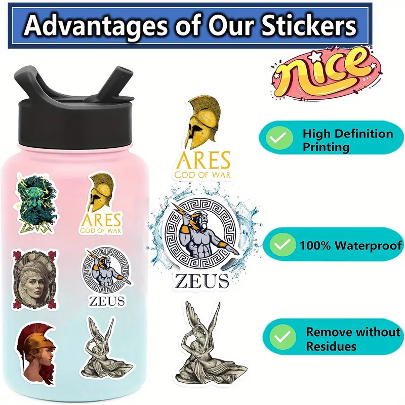  52Pcs Greek Mythology Aesthetics Stickers Pack，Halloween  Decoration Vinyl Waterproof Stickers for Water Bottle, Laptop, Phone,  Skateboard, Journaling, Car Decals Gifts for Kids Teens Adults : Electronics
