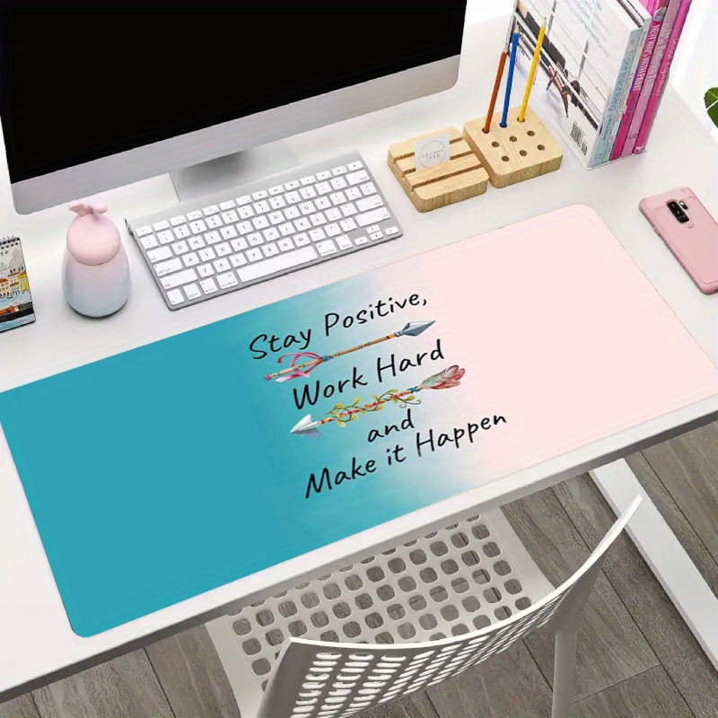 

Cute Arrow Print Inspirational Quote Blue Pink Gaming Mouse Mat/pad - Large, Anime Mousepad, Stitched Edges Funny Design Desk Mat For Office And Home Use