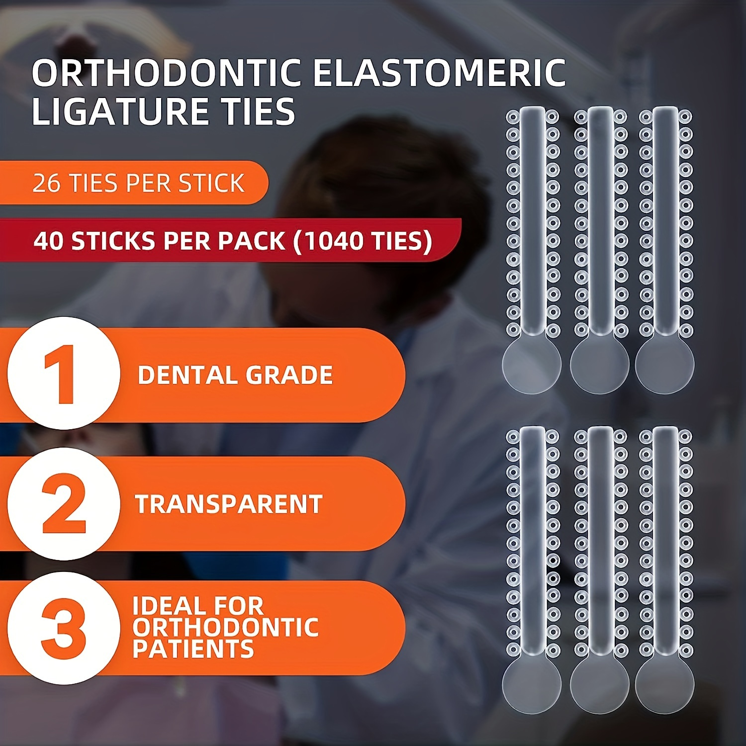1040Pcs Dental Orthodontic Ligature Ties Braces Elastic Rubber Bands Mixed  Color