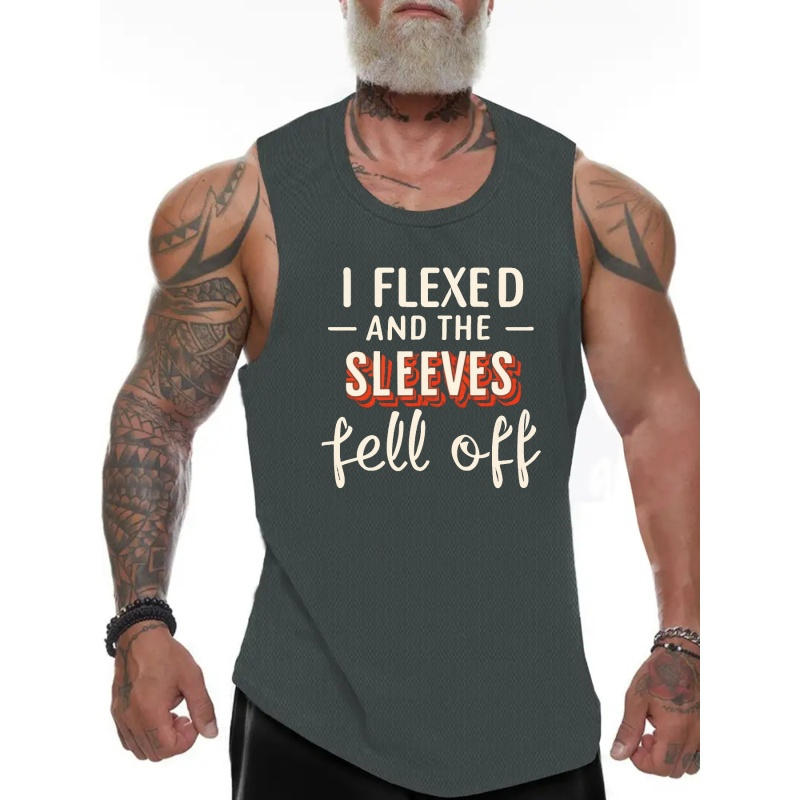 

I Print Sleeveless Tank Top, Men' Undershirts For Workout At