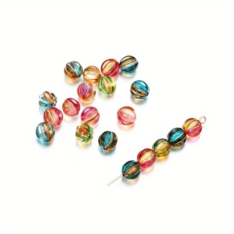 200pcs Round Glass Beads Spray Painted Handcrafted Loose Beads