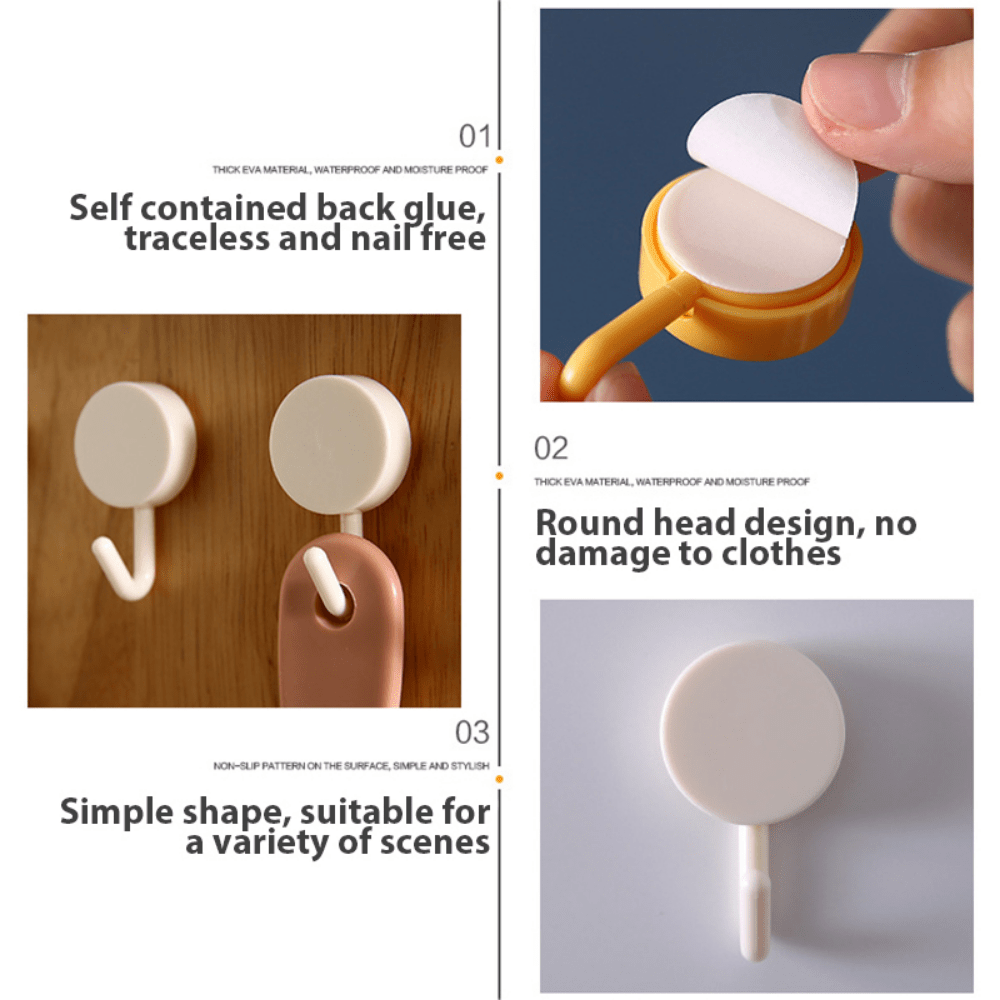 Mini Self Adhesive Hook Punch Free Sticky Wall Hook White - Temu United  Kingdom