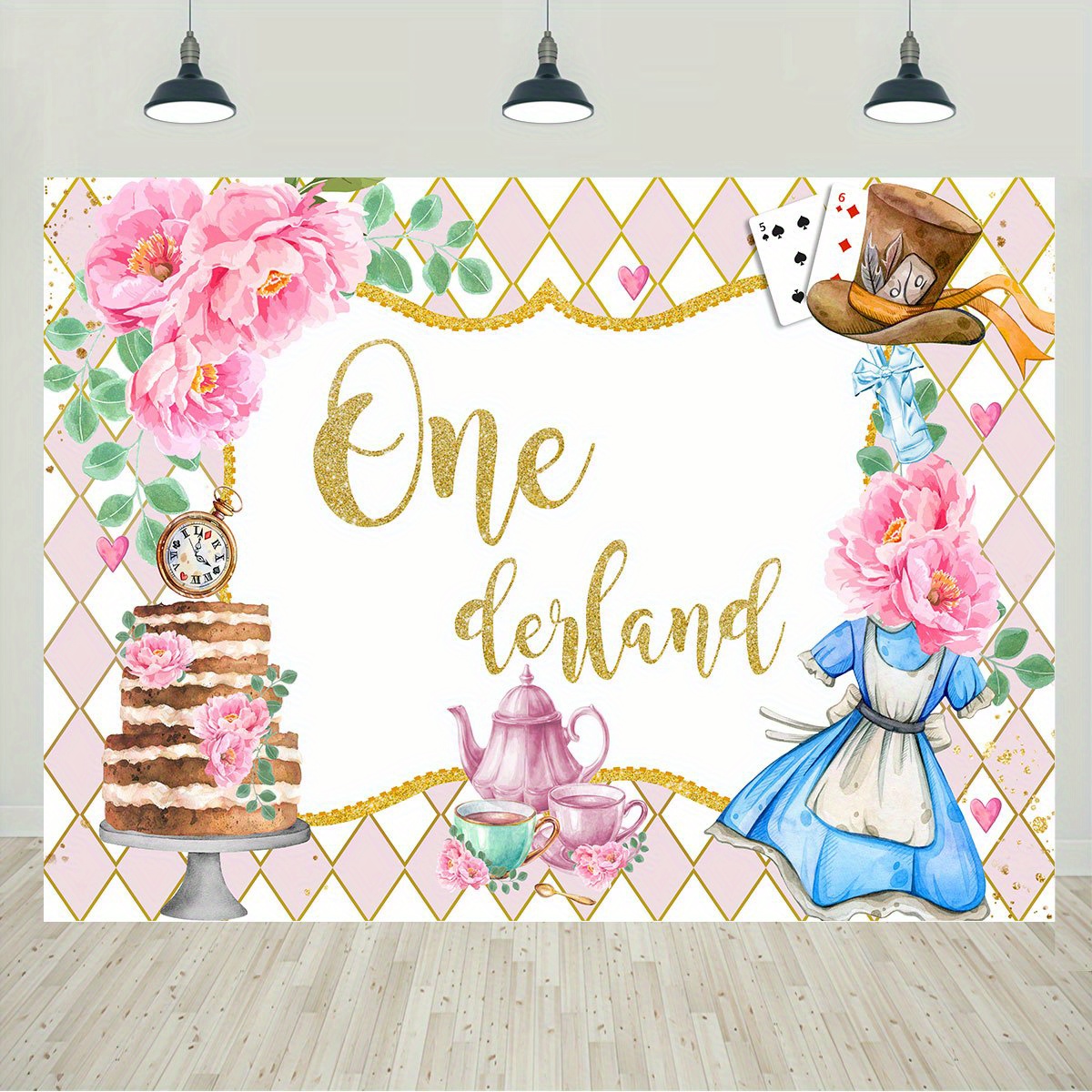 Alice in Wonderland Backdrop for Birthday Party Supplies 5x3ft Book Story  Photo Backgrounds Alice Theme Baby Shower Banner for Birthday Cake Table
