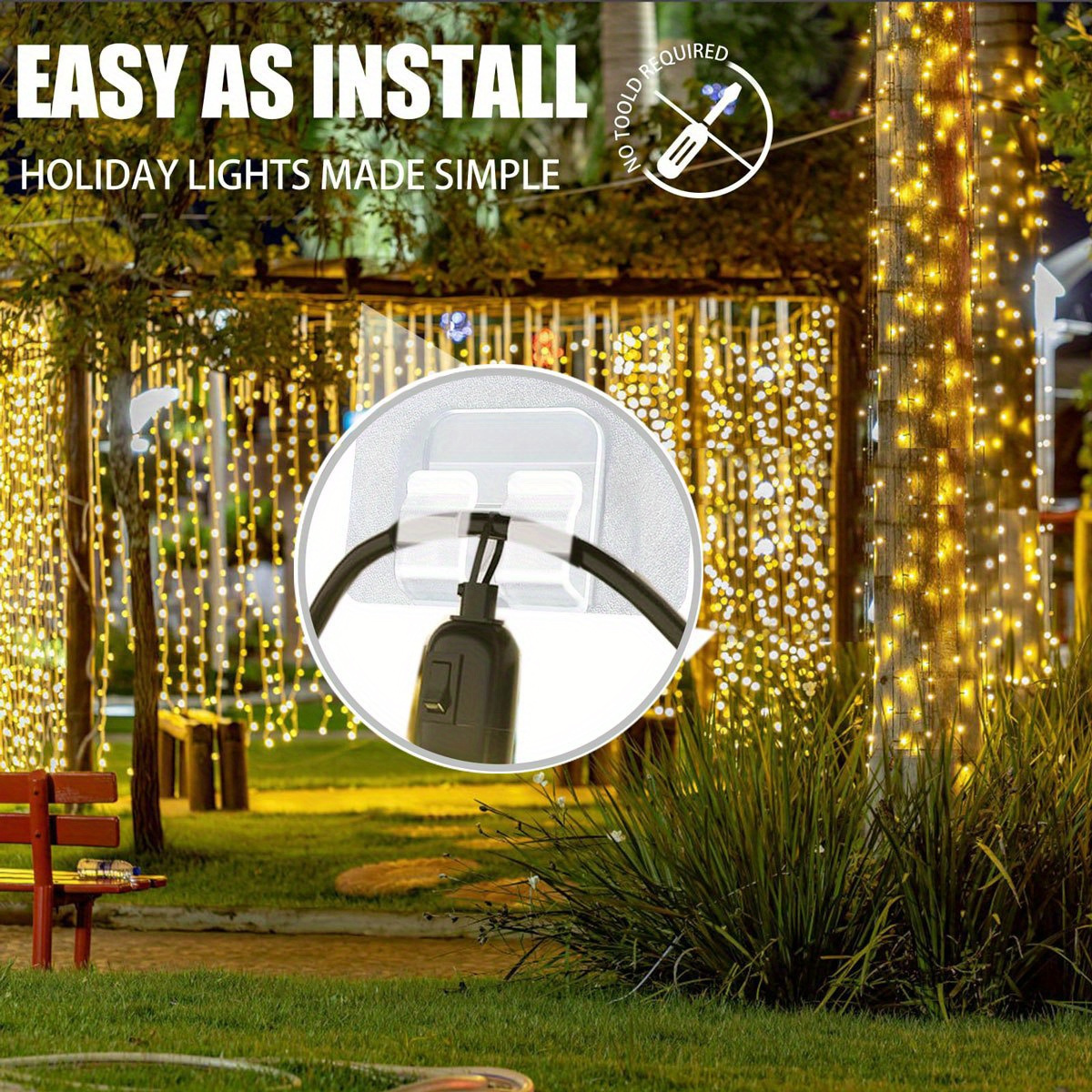 Plastic Sticky Hook Outdoor String Lights Clip Self Adhesive - Temu