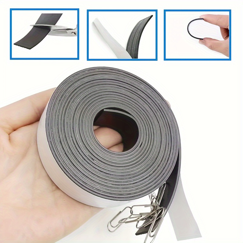 1pc Magnetic Tape , 3.3 Feet Magnet Tape Roll (3/5'' Wide X 3.3 Ft Long X  1.5mm Thick), With Strong Adhesive Backing. Perfect For Diy, Art Projects,  Whiteboards & Fridge Organization 