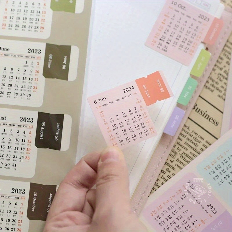 Self filling12 Months Kraft Paper Calendar Index Sticker - Temu