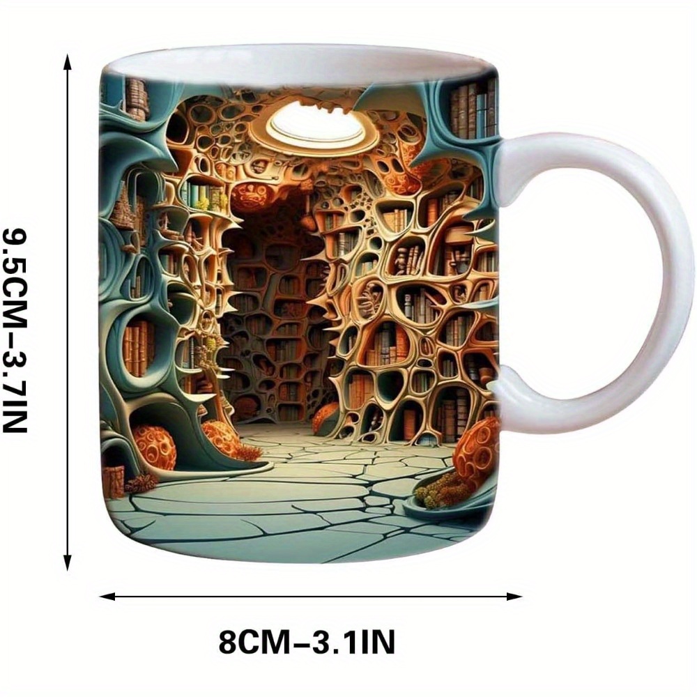 Creative 3D Bookshelf Mug 3D Book Lovers Coffee Mug Gift A Library Shelf Cup