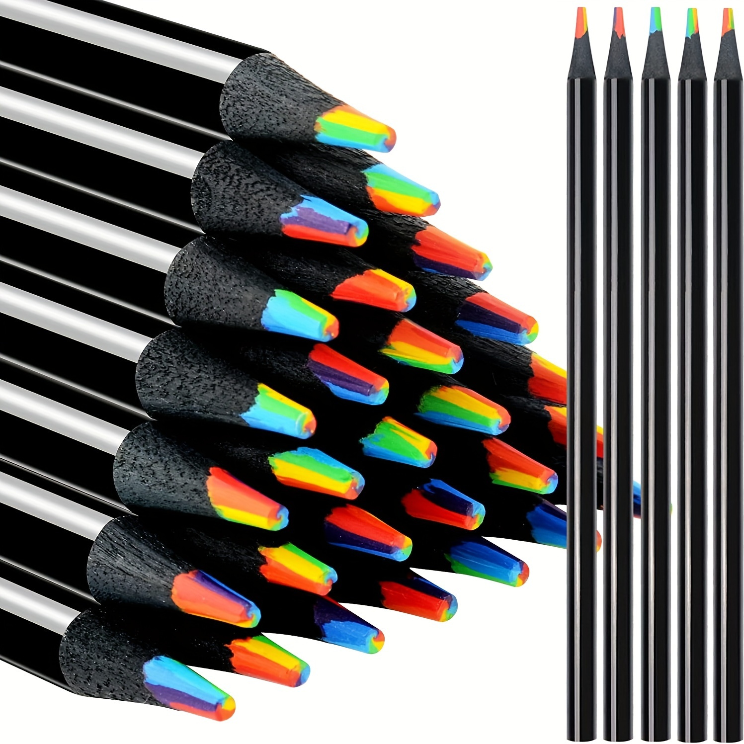 8pcs Large Rainbow Pencils In Different Colors Wooden Colored