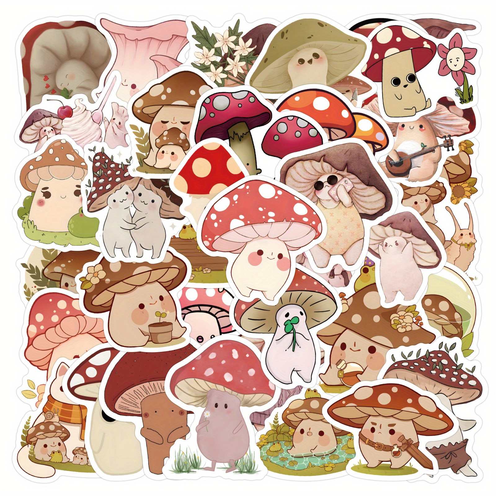 Cute Cartoon Colorful Mushroom Waterproof Stickers - Temu