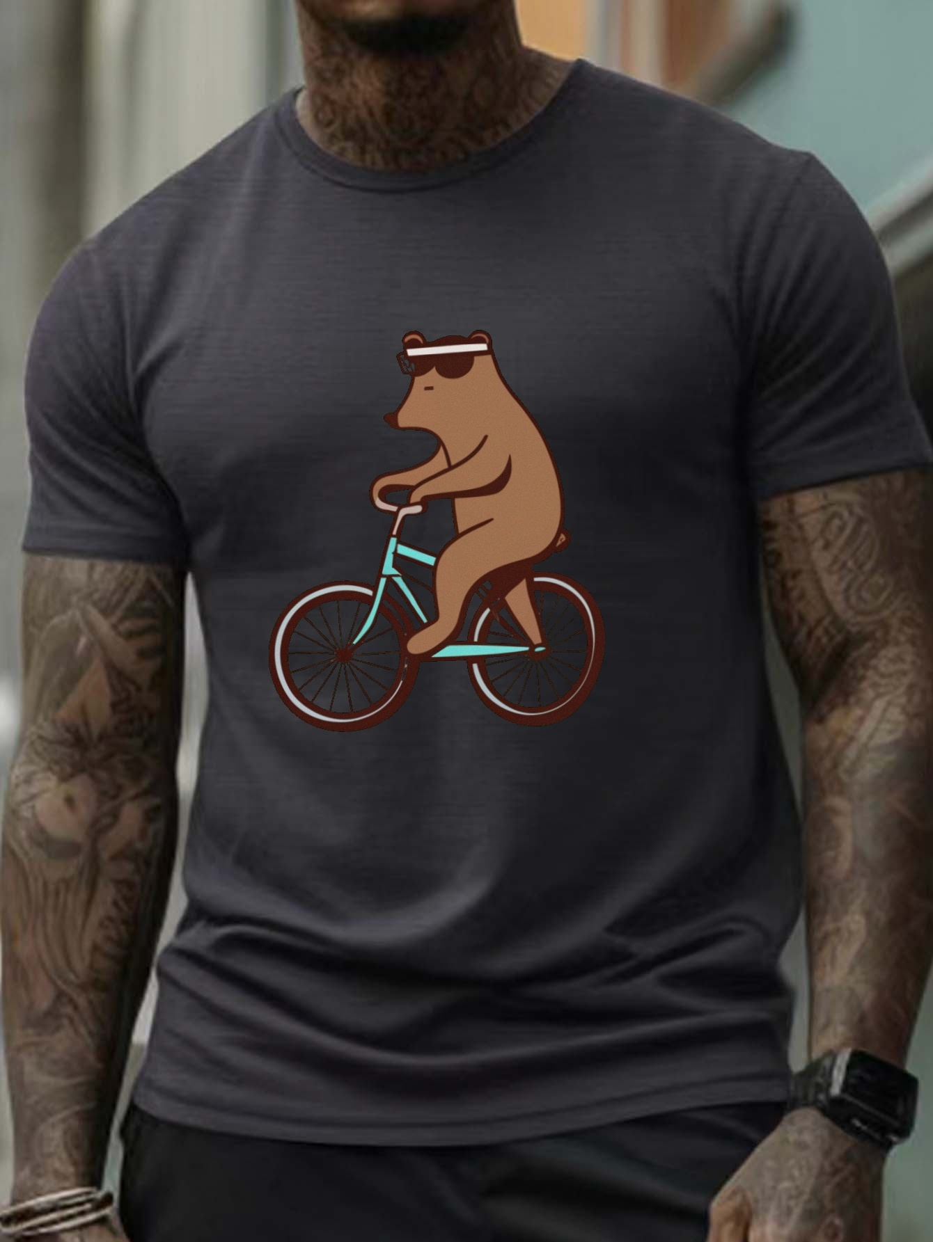 Camiseta Moda Hombre Patr n Oso Ciclista Dibujos Animados Temu Chile