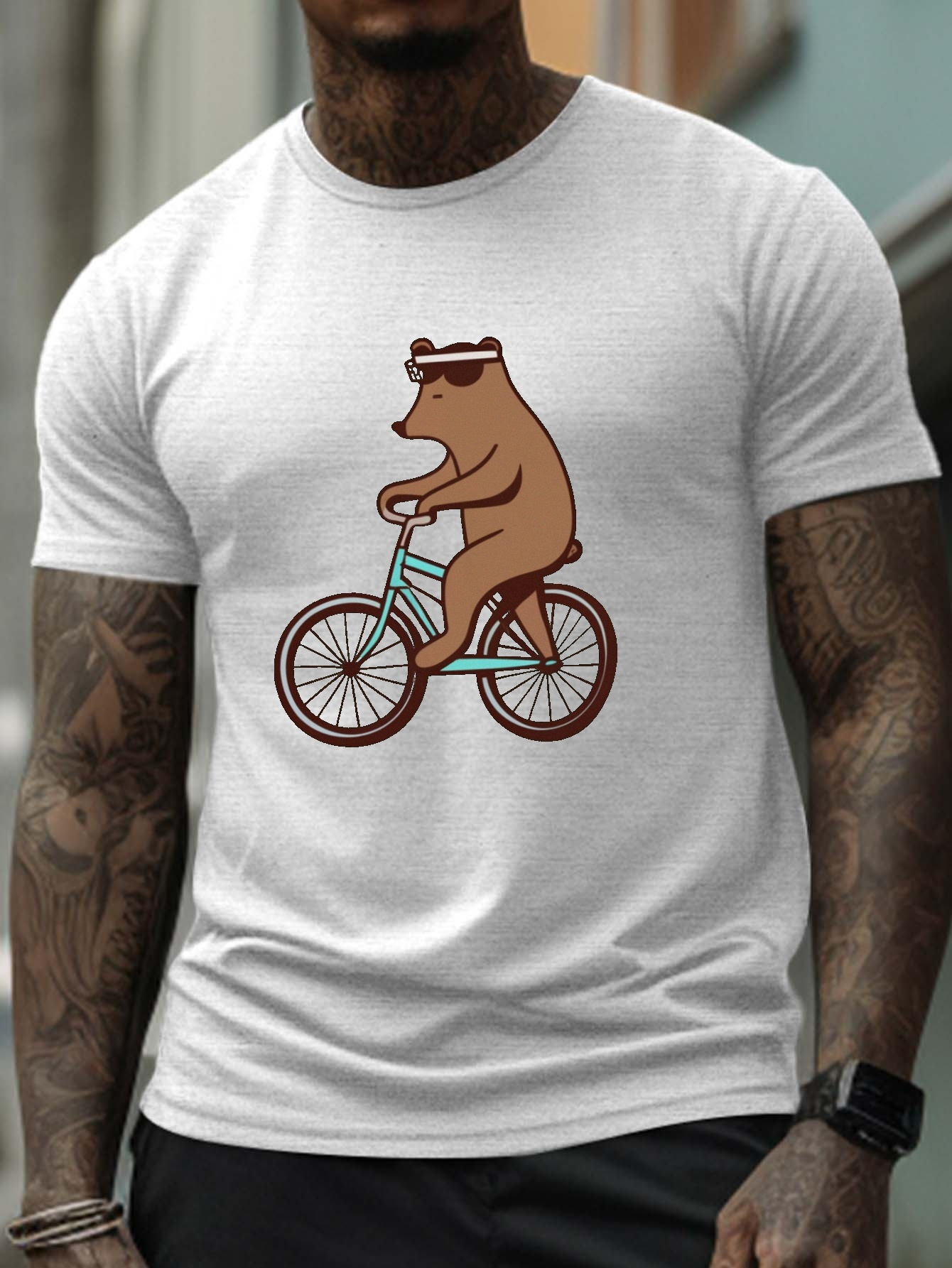 Camiseta Moda Hombre Patr n Oso Ciclista Dibujos Animados Temu Chile