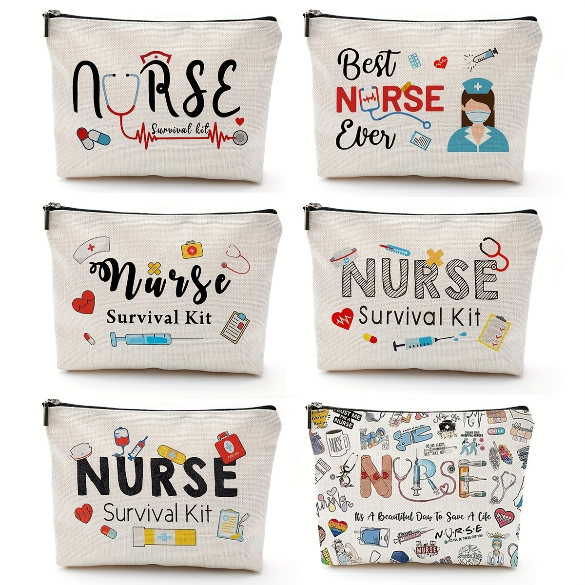 PXTIDY Nurse Gifts Nurse Survival Kit Cosmetic Bag Nurse Pencil Pouch Nurse  Bag Nursing Gift Nurse Student Graduation Gift (BLACK)