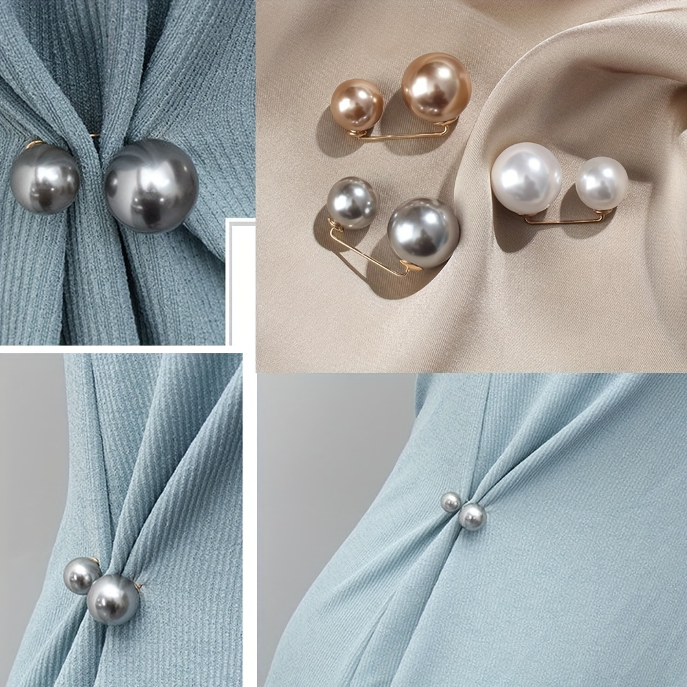 1pc Elegant Faux Pearl Floral Scarf Ring Clip for Women Brooch Rings Buckle Clothing Decoration Accessories,Temu