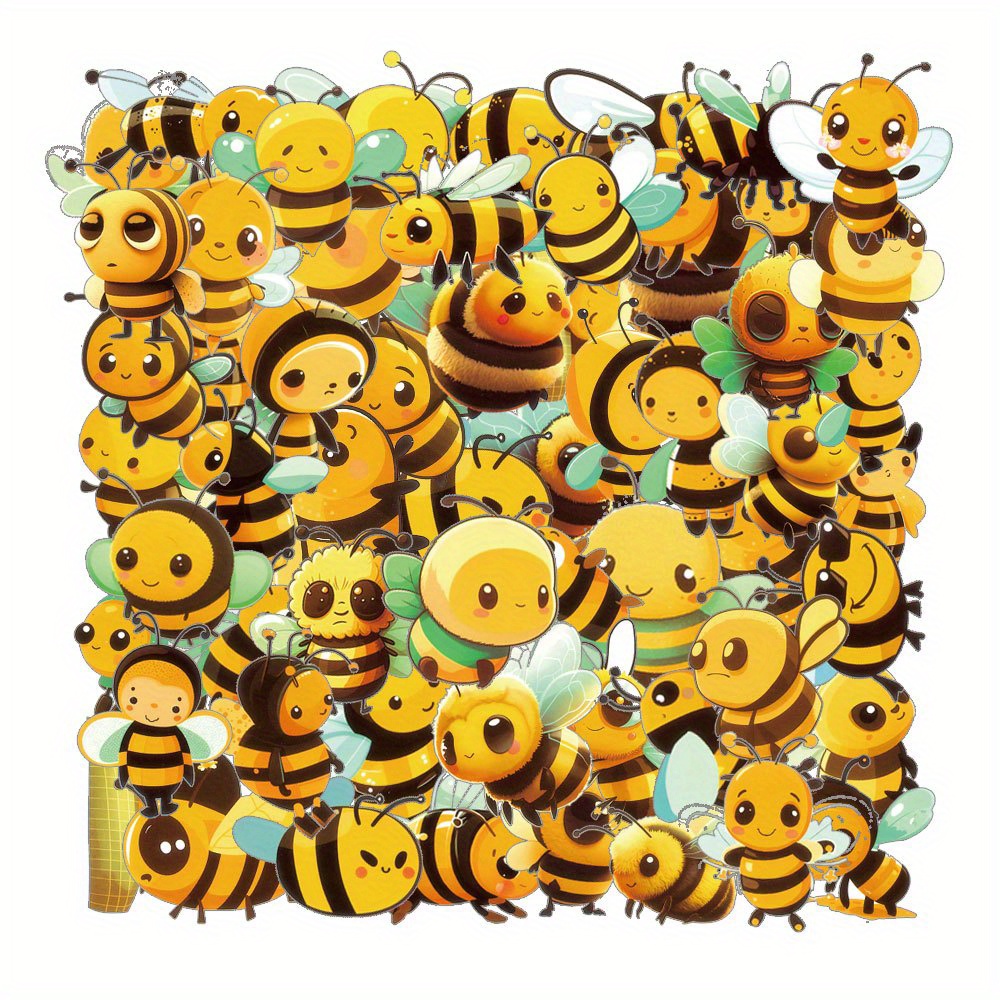 Bee Stickers Honey Bee Waterproof Vinyl Stickers for Laptop Water Bottle Phone Case Scrapbooking Party Bag Fillers (50 Pcs)