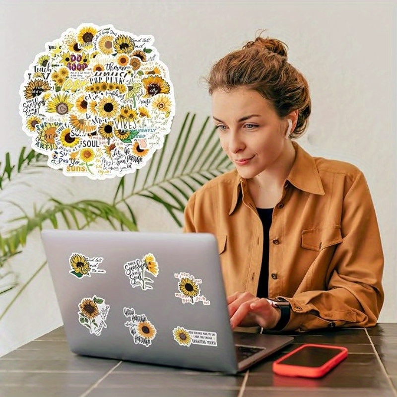  50Pcs Sunflower Stickers Decals, You are My Sunshine Daisy  Stickers for Hydroflask Water Bottle Laptop Scrapbook, Waterproof Vinyl  Stickers for Kids Teens Adults : Electronics