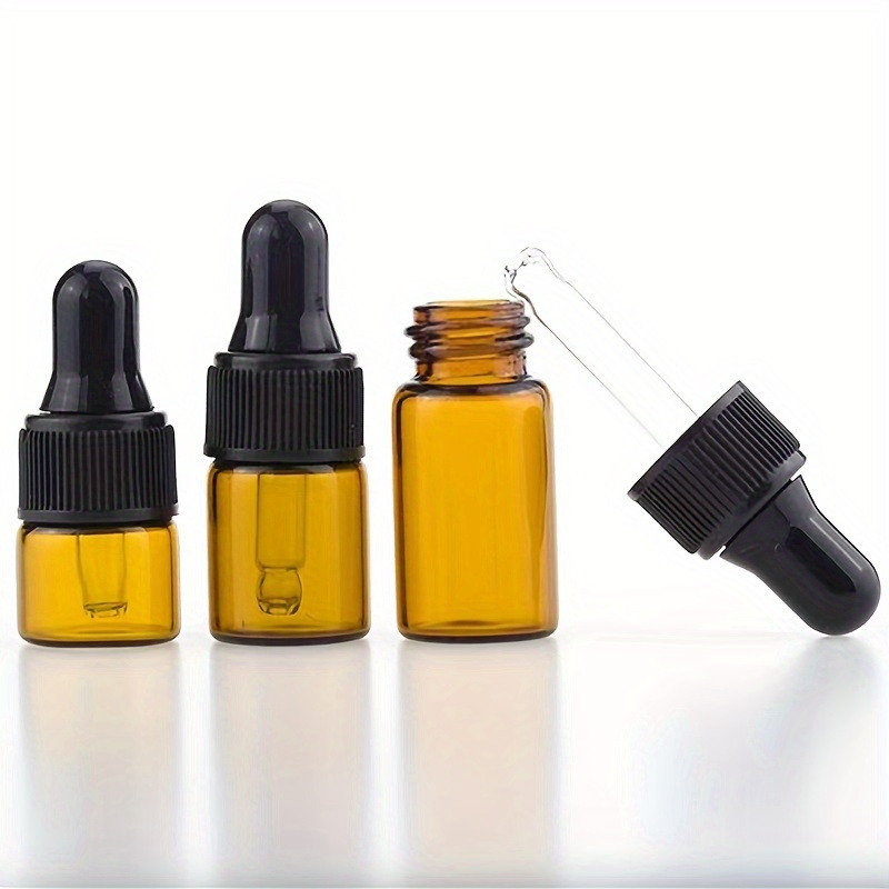 Lot de 5 flacons compte-gouttes en verre ambré avec bouchons noirs, 50 ml  pour pipette d'huile essentielle rechargeables : : Commerce,  Industrie et Science