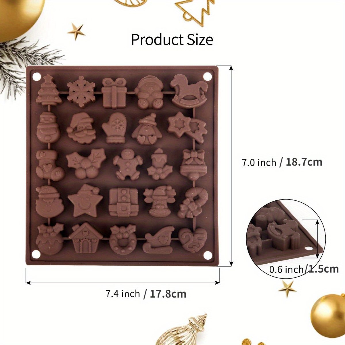 6 Piece Set of Christmas Silicone Molds Candy Baking & More -Celebrate  It- SANTA