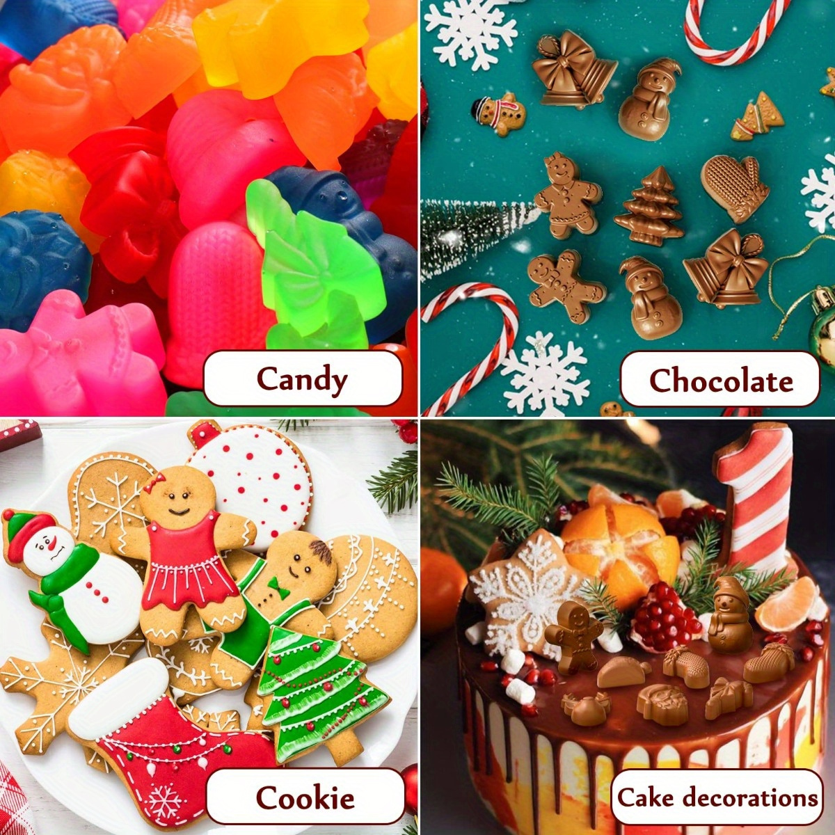 Christmas Silicone Mold Candy Chocolate Cake Baking Mold Set