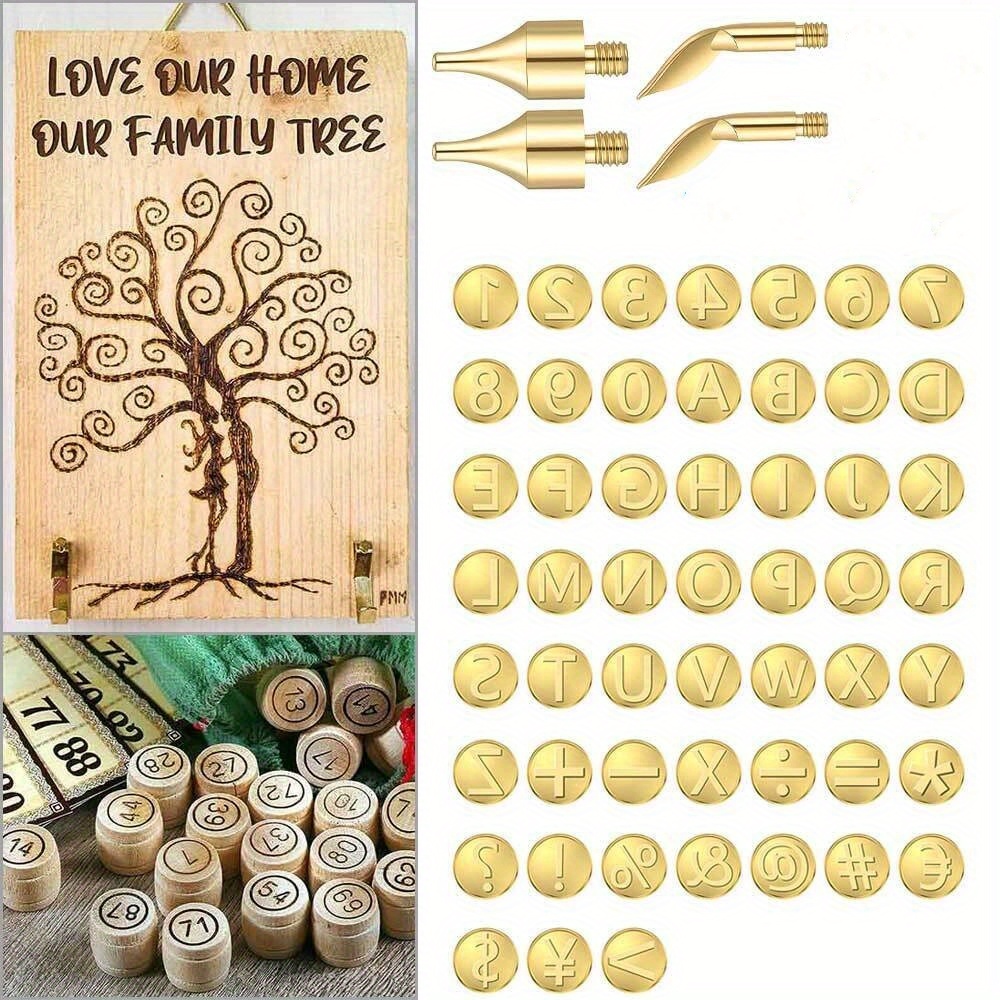 56pcs Wood Burning Tool Kit with 26 English Letters Carving Pyrography Pen  Tips