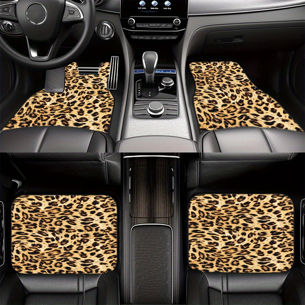 

1pc/2pcs/4pcs Leopard Printed Car Floor Mats Front & Rear Protector Floor Pads, Auto Interior Accessories, Suited For Auto, Sedan, Suv, Van
