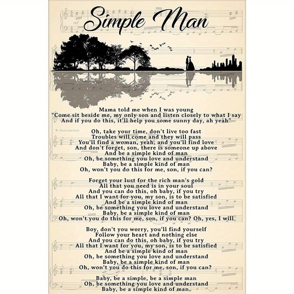 

Simple Men Lyrics Songs Music Poster Picture Art Print Canvas Wall Art Home Living Room Bedroom Classroom Decor Mural Unframe-style Imitation Cloth Wall Decor